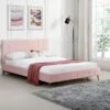 Sylvie Velvet Upholstered Bed Frame With Golden Chrome Legs, Pink Velvet 2 Sylvie Velvet Upholstered Bed Frame With Golden Chrome Legs, Pink Velvet -FINZ Furniture Shop JAH 06 PINKVEL main