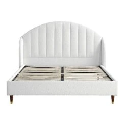 Eleanor White Boucle Upholstered Bed Frame With Domed Headboard 19 Eleanor White Boucle Upholstered Bed Frame With Domed Headboard -FINZ Furniture Shop JAH 08 ECRU BOU WB1
