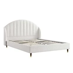 Eleanor White Boucle Upholstered Bed Frame With Domed Headboard 20 Eleanor White Boucle Upholstered Bed Frame With Domed Headboard -FINZ Furniture Shop JAH 08 ECRU BOU WB2