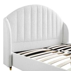 Eleanor White Boucle Upholstered Bed Frame With Domed Headboard 24 Eleanor White Boucle Upholstered Bed Frame With Domed Headboard -FINZ Furniture Shop JAH 08 ECRU BOU detail1