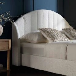 Eleanor White Boucle Upholstered Bed Frame With Domed Headboard 17 Eleanor White Boucle Upholstered Bed Frame With Domed Headboard -FINZ Furniture Shop JAH 08 ECRU BOU scene2