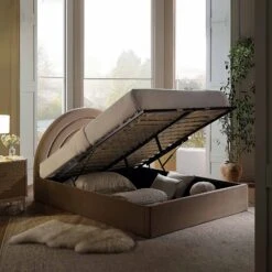 Archer Mink Velvet Ottoman Storage Bed 18 Archer Mink Velvet Ottoman Storage Bed -FINZ Furniture Shop JAH 09 MINKVEL scene1