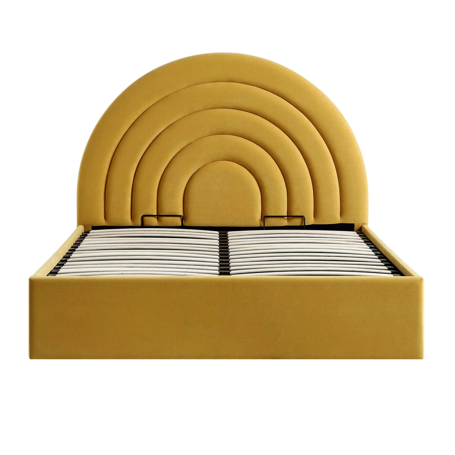 Archer Mustard Yellow Velvet Ottoman Storage Bed 6 Archer Mustard Yellow Velvet Ottoman Storage Bed - Image 4