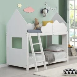 Newton White Solid Wood Kid's Treehouse Bunk Bed