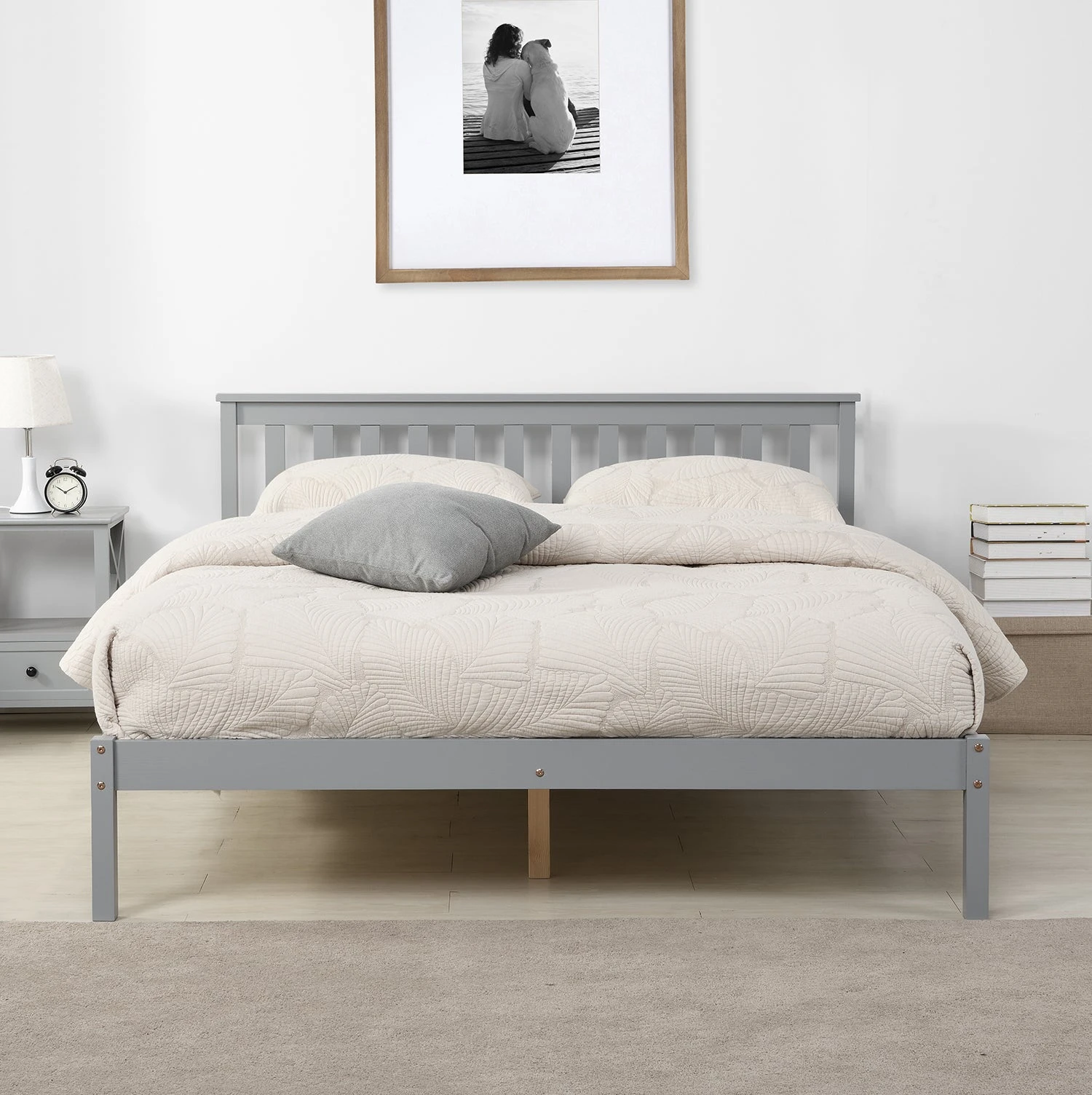 Linnelle Solid Wood Bed Frame In Grey 4 Linnelle Solid Wood Bed Frame In Grey - Image 2