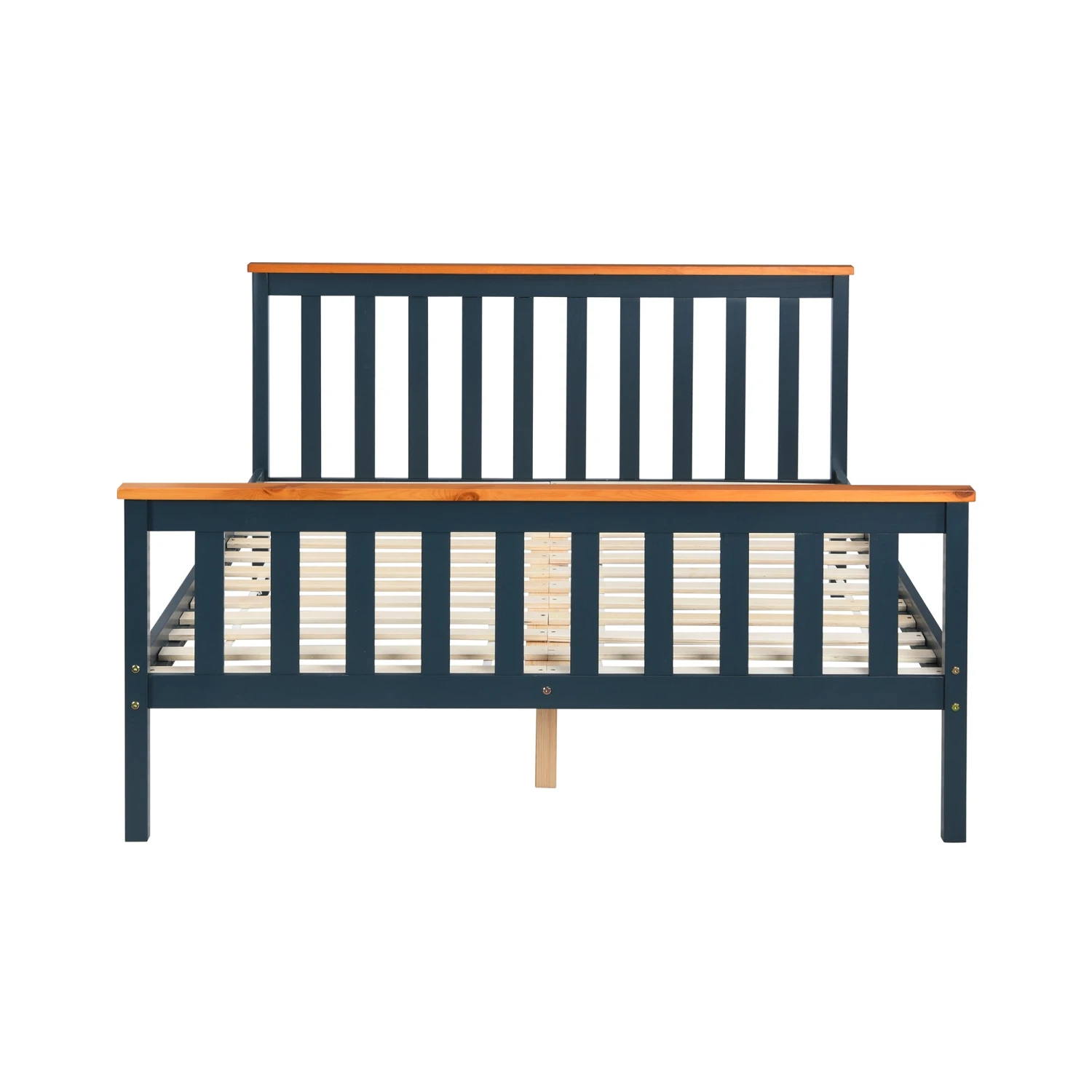 Marta Solid Wooden Shaker Style Double Bed In Blue And Oak 11 Marta Solid Wooden Shaker Style Double Bed In Blue And Oak - Image 9