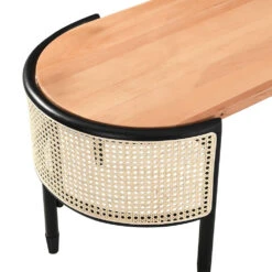 Jeanne Cane Rattan Solid Wood Oval Coffee Table -FINZ Furniture Shop Jeanne 5