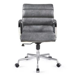 Kingston Vintage Effect Faux Leather Office Chair With Chrome Frame And Aluminium Base Grey 11 Kingston Vintage Effect Faux Leather Office Chair With Chrome Frame And Aluminium Base Grey -FINZ Furniture Shop LKS 012 GREYPU 1 compressed