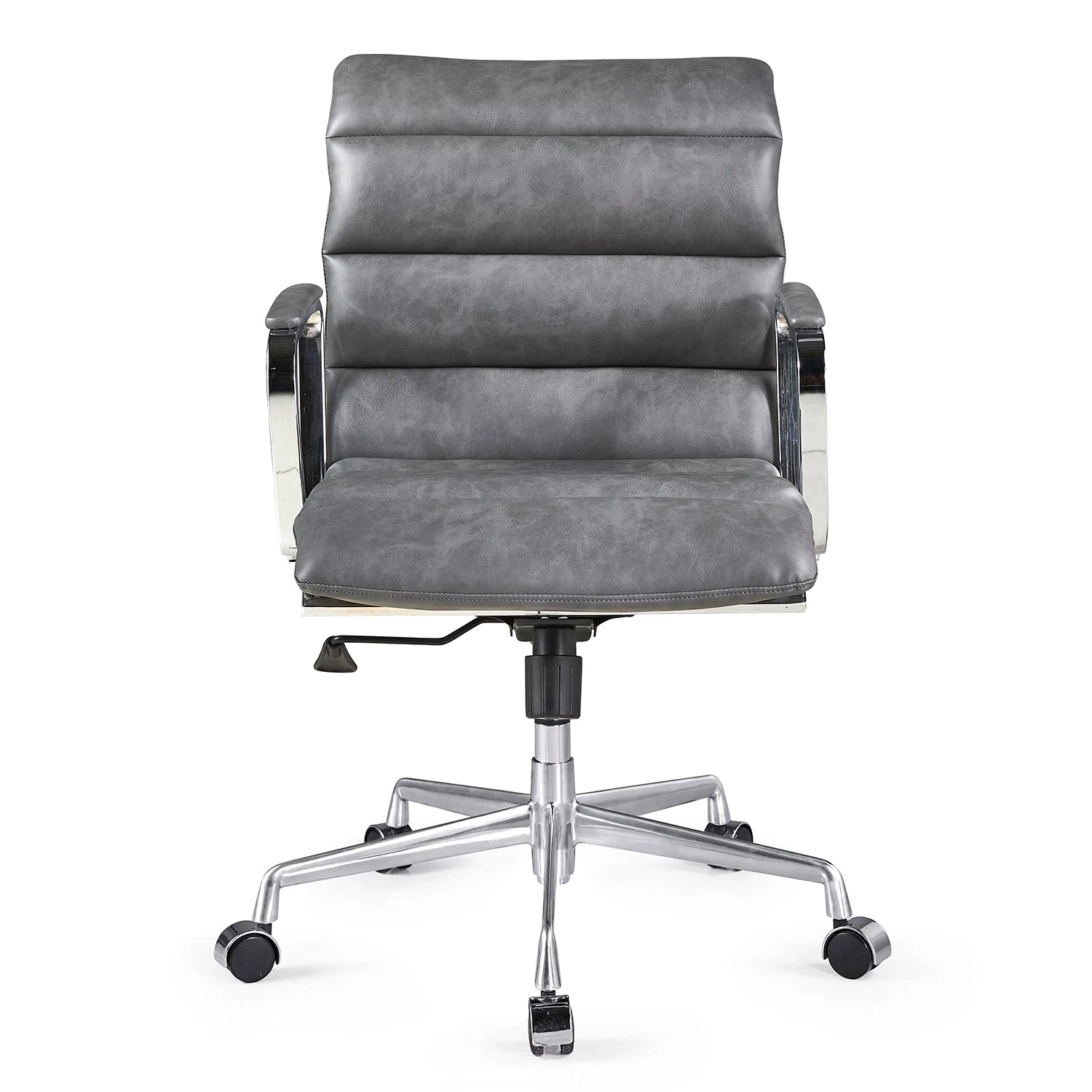 Kingston Vintage Effect Faux Leather Office Chair With Chrome Frame And Aluminium Base Grey 5 Kingston Vintage Effect Faux Leather Office Chair With Chrome Frame And Aluminium Base Grey - Image 3