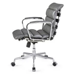 Kingston Vintage Effect Faux Leather Office Chair With Chrome Frame And Aluminium Base Grey 12 Kingston Vintage Effect Faux Leather Office Chair With Chrome Frame And Aluminium Base Grey -FINZ Furniture Shop LKS 012 GREYPU 2 compressed