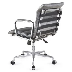 Kingston Vintage Effect Faux Leather Office Chair With Chrome Frame And Aluminium Base Grey 13 Kingston Vintage Effect Faux Leather Office Chair With Chrome Frame And Aluminium Base Grey -FINZ Furniture Shop LKS 012 GREYPU 3 compressed