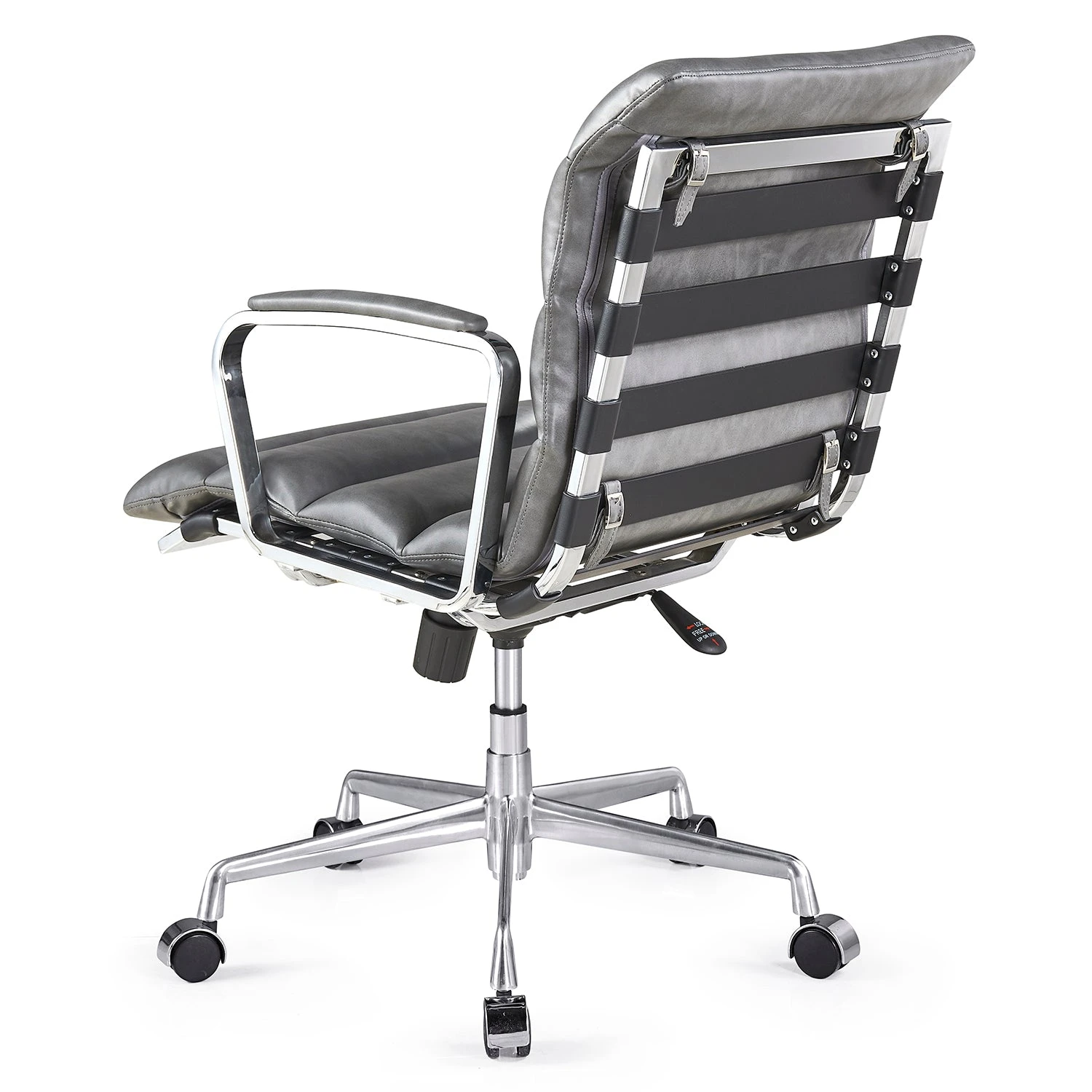 Kingston Vintage Effect Faux Leather Office Chair With Chrome Frame And Aluminium Base Grey 7 Kingston Vintage Effect Faux Leather Office Chair With Chrome Frame And Aluminium Base Grey - Image 5