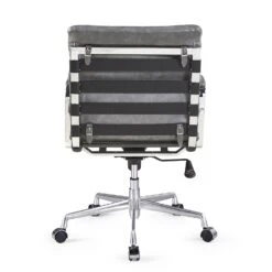 Kingston Vintage Effect Faux Leather Office Chair With Chrome Frame And Aluminium Base Grey 14 Kingston Vintage Effect Faux Leather Office Chair With Chrome Frame And Aluminium Base Grey -FINZ Furniture Shop LKS 012 GREYPU 4 compressed