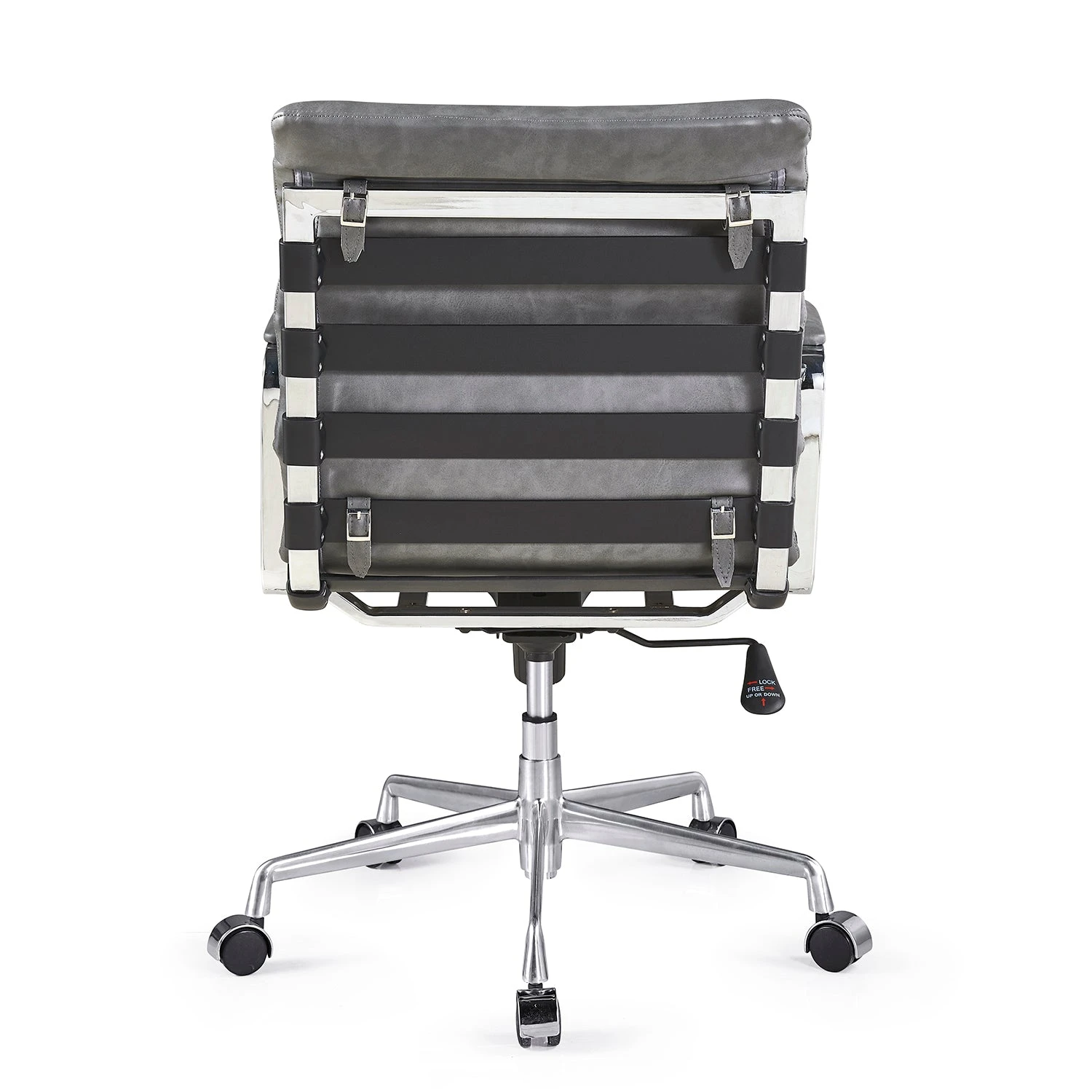Kingston Vintage Effect Faux Leather Office Chair With Chrome Frame And Aluminium Base Grey 8 Kingston Vintage Effect Faux Leather Office Chair With Chrome Frame And Aluminium Base Grey - Image 6