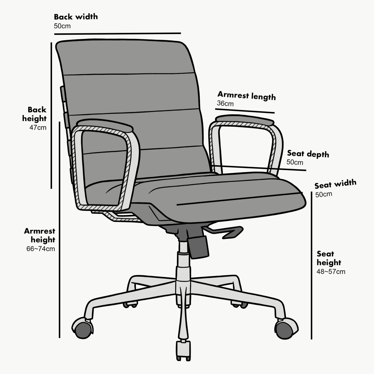 Kingston Vintage Effect Faux Leather Office Chair With Chrome Frame And Aluminium Base Grey 9 Kingston Vintage Effect Faux Leather Office Chair With Chrome Frame And Aluminium Base Grey - Image 7