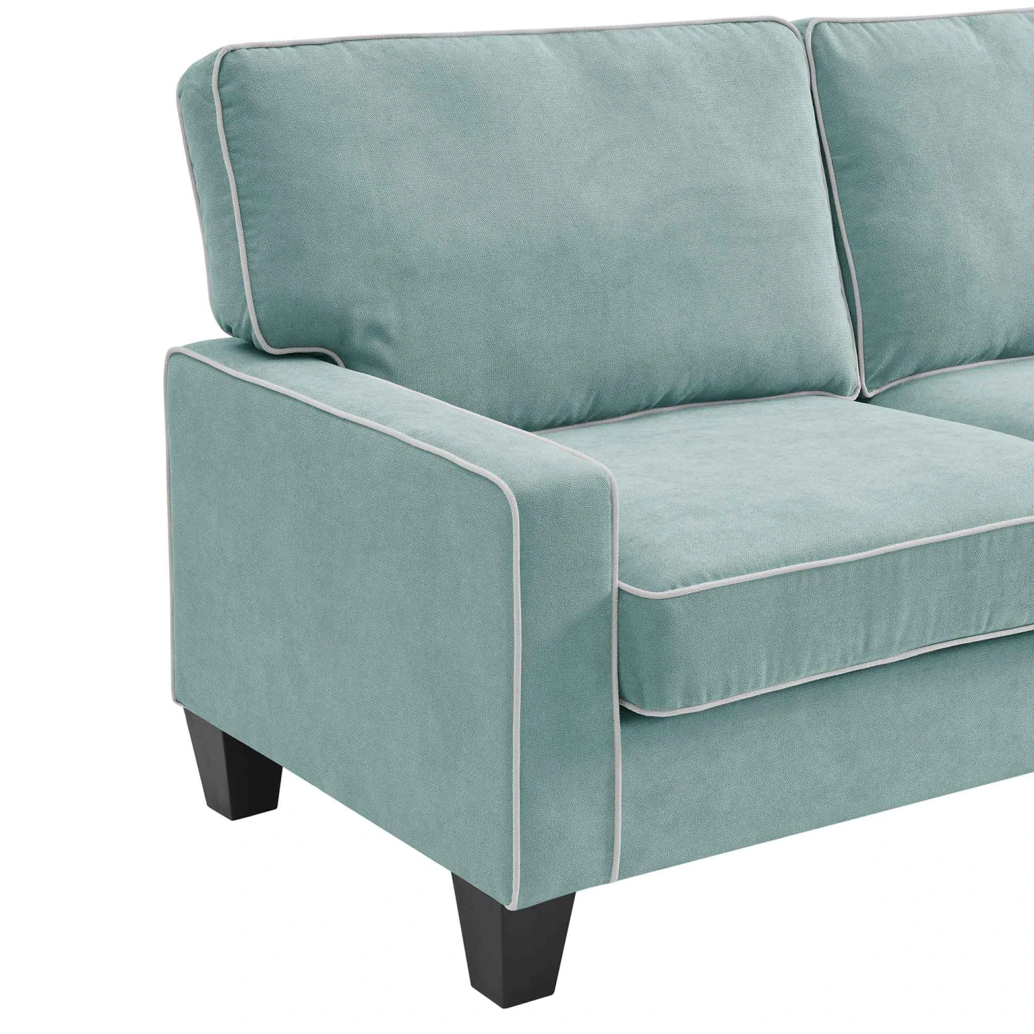 Sherbrook Large 2-Seater Mint Brushed Fabric Sofa With Contrasting Piping 9 Sherbrook Large 2-Seater Mint Brushed Fabric Sofa With Contrasting Piping - Image 7