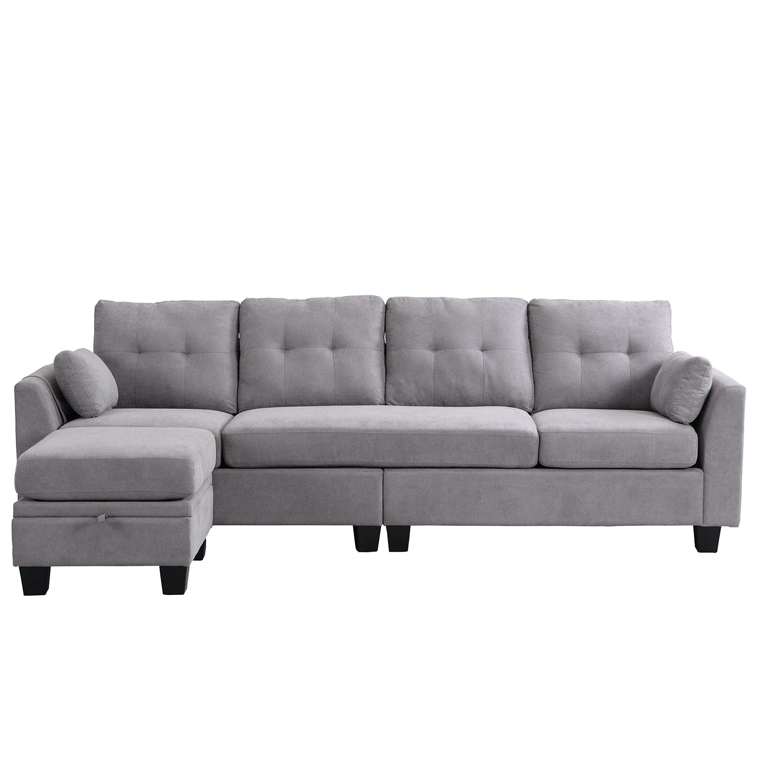 Brunswick Large 4-Seater Storage Chaise Sofa In Light Grey 8 Brunswick Large 4-Seater Storage Chaise Sofa In Light Grey - Image 6