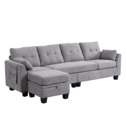 Brunswick Large 4-Seater Storage Chaise Sofa In Light Grey 22 Brunswick Large 4-Seater Storage Chaise Sofa In Light Grey -FINZ Furniture Shop LVSF 03 LIGHTGREY WB3