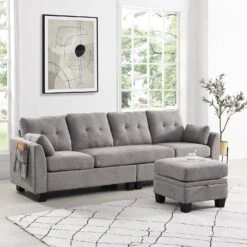 Brunswick Large 4-Seater Storage Chaise Sofa In Light Grey 18 Brunswick Large 4-Seater Storage Chaise Sofa In Light Grey -FINZ Furniture Shop LVSF 03 LIGHTGREY scene3