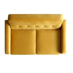 Clarence 2-Seater Sofa In Mustard Yellow Velvet -FINZ Furniture Shop LVSF 06 MUSTARDVEL 2ST WB3