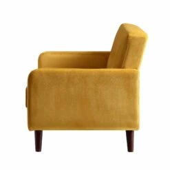 Clarence 2-Seater Sofa In Mustard Yellow Velvet -FINZ Furniture Shop LVSF 06 MUSTARDVEL 2ST WB4