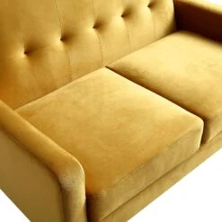 Clarence 2-Seater Sofa In Mustard Yellow Velvet -FINZ Furniture Shop LVSF 06 MUSTARDVEL 2ST detail1