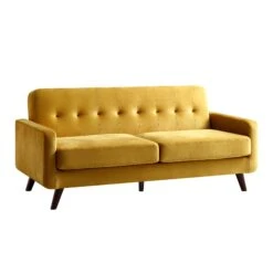 Clarence 3-Seater Sofa In Mustard Yellow Velvet -FINZ Furniture Shop LVSF 06 MUSTARDVEL 3ST WB2