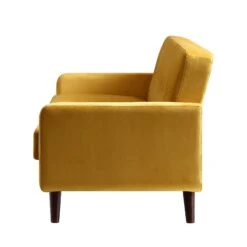 Clarence 3-Seater Sofa In Mustard Yellow Velvet -FINZ Furniture Shop LVSF 06 MUSTARDVEL 3ST WB4
