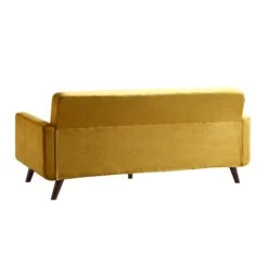 Clarence 3-Seater Sofa In Mustard Yellow Velvet -FINZ Furniture Shop LVSF 06 MUSTARDVEL 3ST WB5