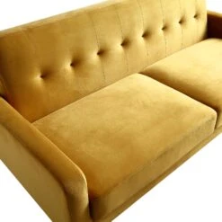Clarence 3-Seater Sofa In Mustard Yellow Velvet -FINZ Furniture Shop LVSF 06 MUSTARDVEL 3ST detail1