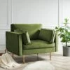 Pelham Moss Green Velvet Fabric Armchair