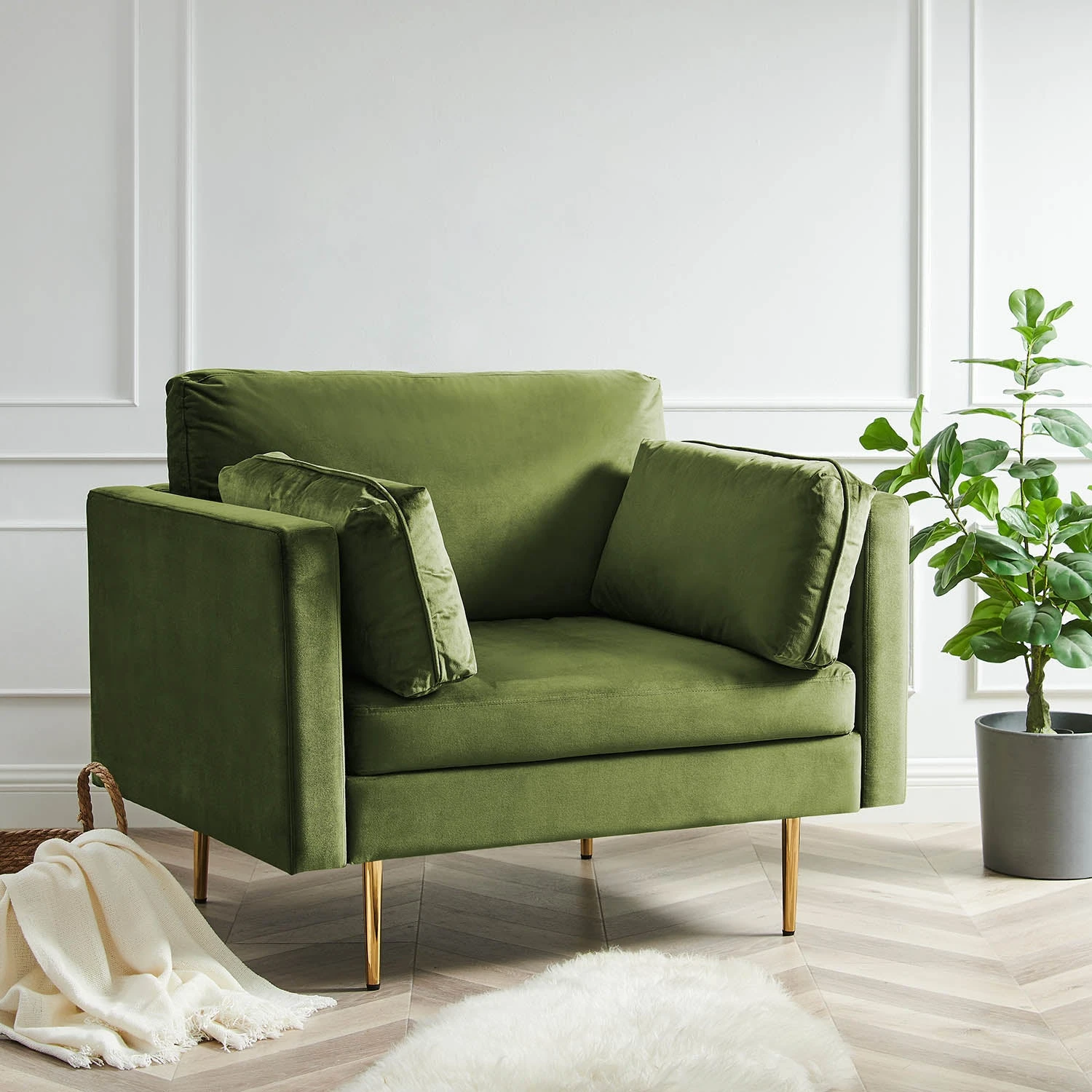 Pelham Moss Green Velvet Fabric Armchair 3 Pelham Moss Green Velvet Fabric Armchair