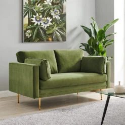 Pelham Moss Green Velvet Fabric Sofa 22 Pelham Moss Green Velvet Fabric Sofa -FINZ Furniture Shop LVSF 386 GREENVEL 2ST 1