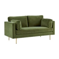 Pelham Moss Green Velvet Fabric Sofa 24 Pelham Moss Green Velvet Fabric Sofa -FINZ Furniture Shop LVSF 386 GREENVEL 2ST 3