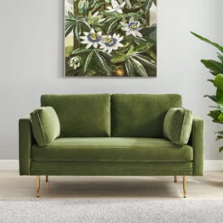 Pelham Moss Green Velvet Fabric Sofa 23 Pelham Moss Green Velvet Fabric Sofa -FINZ Furniture Shop LVSF 386 GREENVEL 2ST main