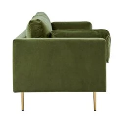 Pelham Moss Green Velvet Fabric Sofa 27 Pelham Moss Green Velvet Fabric Sofa -FINZ Furniture Shop LVSF 386 GREENVEL 3ST 4