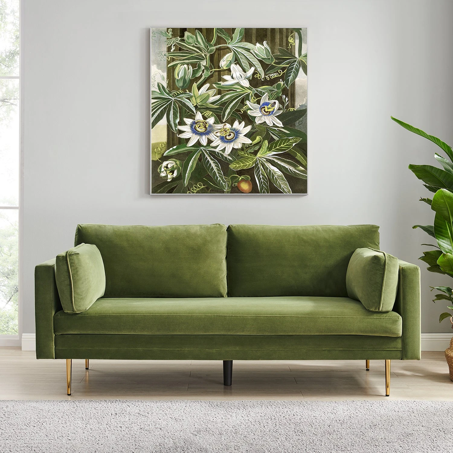 Pelham Moss Green Velvet Fabric Sofa 4 Pelham Moss Green Velvet Fabric Sofa - Image 2