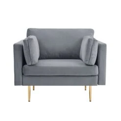 Pelham Grey Velvet Fabric Armchair 11 Pelham Grey Velvet Fabric Armchair -FINZ Furniture Shop LVSF 386 GREYVEL 1ST WB1