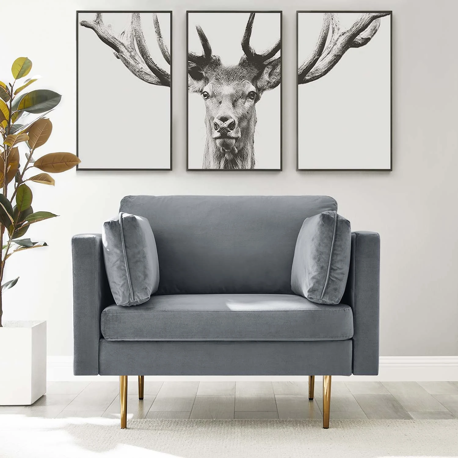 Pelham Grey Velvet Fabric Armchair 4 Pelham Grey Velvet Fabric Armchair - Image 2