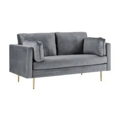 Pelham Grey Velvet Fabric Sofa -FINZ Furniture Shop LVSF 386 GREYVEL 2ST 3