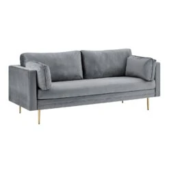 Pelham Grey Velvet Fabric Sofa -FINZ Furniture Shop LVSF 386 GREYVEL 3ST 3