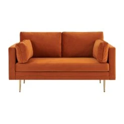 Pelham Orange Velvet Fabric Sofa -FINZ Furniture Shop LVSF 386 ORANGEVEL 2ST 2