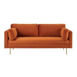 Pelham Orange Velvet Fabric Sofa -FINZ Furniture Shop LVSF 386 ORANGEVEL 3ST 2