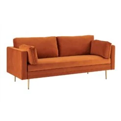 Pelham Orange Velvet Fabric Sofa -FINZ Furniture Shop LVSF 386 ORANGEVEL 3ST 3