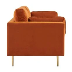 Pelham Orange Velvet Fabric Sofa -FINZ Furniture Shop LVSF 386 ORANGEVEL 3ST 4