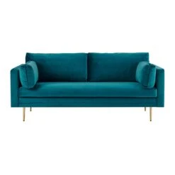 Pelham Teal Blue Velvet Fabric Sofa 29 Pelham Teal Blue Velvet Fabric Sofa -FINZ Furniture Shop LVSF 386 TEALVEL 3ST 2