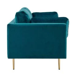 Pelham Teal Blue Velvet Fabric Sofa 25 Pelham Teal Blue Velvet Fabric Sofa -FINZ Furniture Shop LVSF 386 TEALVEL 3ST 4