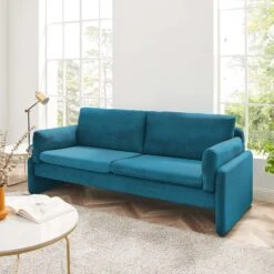 Clapham 3-Seater Sea Blue Velvet Fabric Sofa 12 Clapham 3-Seater Sea Blue Velvet Fabric Sofa -FINZ Furniture Shop LVSF 89 BLUEVEL 3ST scene1