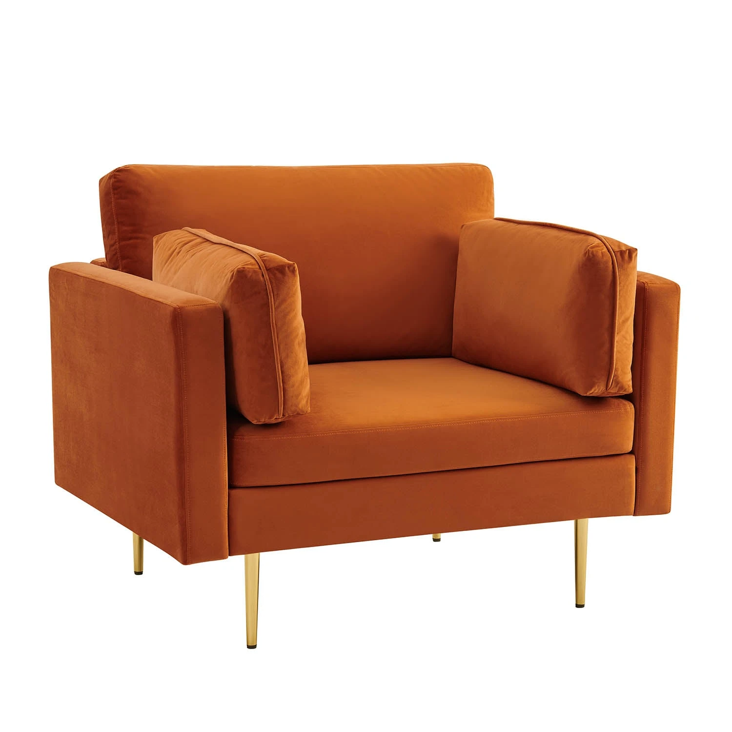 Pelham Orange Velvet Fabric Armchair 6 Pelham Orange Velvet Fabric Armchair - Image 4
