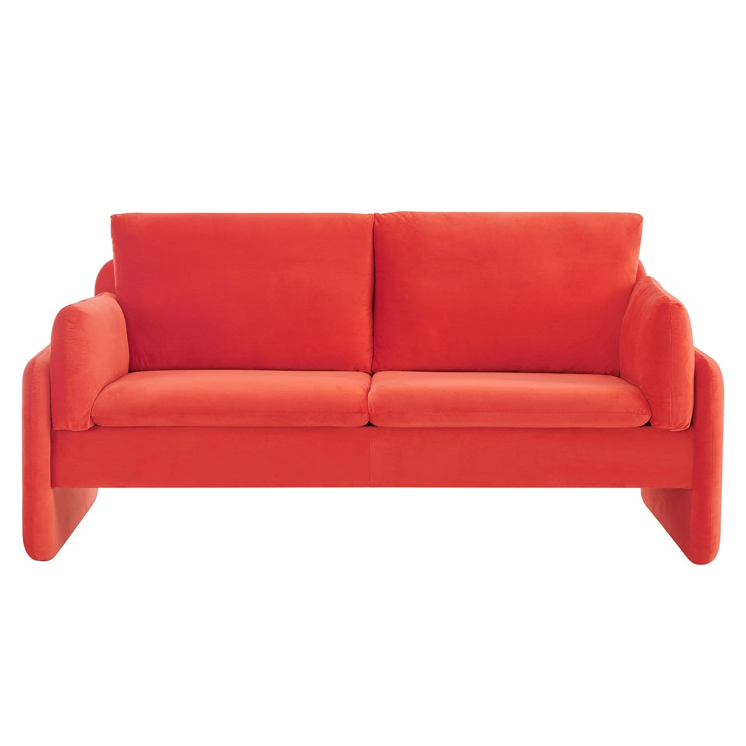 Clapham 2-Seater Flaming Orange Velvet Fabric Sofa 6 Clapham 2-Seater Flaming Orange Velvet Fabric Sofa - Image 4